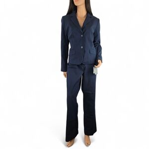 Liz Claiborne Pant Suit Set Blue Seersucker Striped Size 10/12